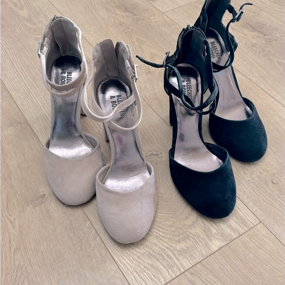 BLEECKER & BOND Black and Nude Size 6  suede heels